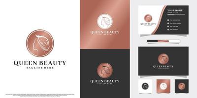 koningin schoonheid logo ontwerp inspiratie voor vrouw met bedrijf kaart premie vector