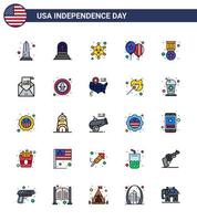 pak van 25 Verenigde Staten van Amerika onafhankelijkheid dag viering vlak gevulde lijnen tekens en 4e juli symbolen zo net zo prijs dag Rust in vrede vieren ster bewerkbare Verenigde Staten van Amerika dag vector ontwerp elementen