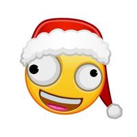 Kerstmis grijnzend gezicht met een groot en een klein oog groot grootte van geel emoji glimlach vector