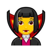 vrouw vampier of dracula groot grootte van geel emoji gezicht vector