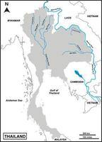 kaart van Thailand omvat Regio's Mekong rivier- vector