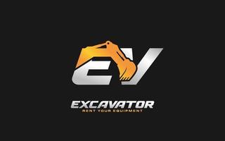 ev logo graafmachine voor bouw bedrijf. zwaar uitrusting sjabloon vector illustratie voor uw merk.