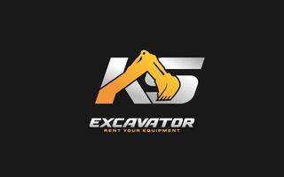 ks logo graafmachine voor bouw bedrijf. zwaar uitrusting sjabloon vector illustratie voor uw merk.
