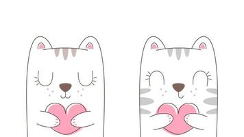 twee katten in liefde cartoon vector