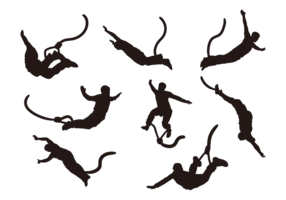 Bungee-springen silhouetten vector