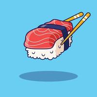 schattig sushi illustratie in vlak ontwerp vector