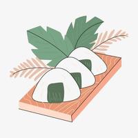 onigiri Japans voedsel met bladeren Aan geïsoleerd achtergrond vector