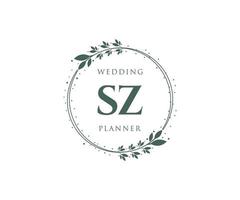 sz initialen brief bruiloft monogram logos verzameling, hand- getrokken modern minimalistisch en bloemen Sjablonen voor uitnodiging kaarten, opslaan de datum, elegant identiteit voor restaurant, boetiek, cafe in vector