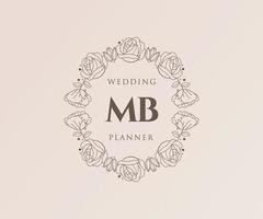 mb initialen brief bruiloft monogram logos verzameling, hand- getrokken modern minimalistisch en bloemen Sjablonen voor uitnodiging kaarten, opslaan de datum, elegant identiteit voor restaurant, boetiek, cafe in vector