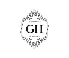 gh initialen brief bruiloft monogram logos verzameling, hand- getrokken modern minimalistisch en bloemen Sjablonen voor uitnodiging kaarten, opslaan de datum, elegant identiteit voor restaurant, boetiek, cafe in vector