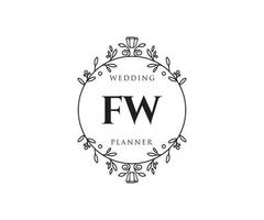 fw initialen brief bruiloft monogram logos verzameling, hand- getrokken modern minimalistisch en bloemen Sjablonen voor uitnodiging kaarten, opslaan de datum, elegant identiteit voor restaurant, boetiek, cafe in vector