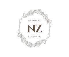 nz initialen brief bruiloft monogram logos verzameling, hand- getrokken modern minimalistisch en bloemen Sjablonen voor uitnodiging kaarten, opslaan de datum, elegant identiteit voor restaurant, boetiek, cafe in vector