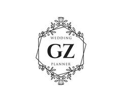 gz initialen brief bruiloft monogram logos verzameling, hand- getrokken modern minimalistisch en bloemen Sjablonen voor uitnodiging kaarten, opslaan de datum, elegant identiteit voor restaurant, boetiek, cafe in vector