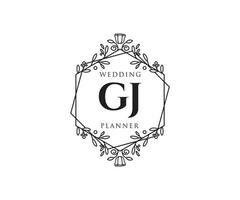 gj initialen brief bruiloft monogram logos verzameling, hand- getrokken modern minimalistisch en bloemen Sjablonen voor uitnodiging kaarten, opslaan de datum, elegant identiteit voor restaurant, boetiek, cafe in vector