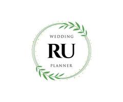 ru initialen brief bruiloft monogram logos verzameling, hand- getrokken modern minimalistisch en bloemen Sjablonen voor uitnodiging kaarten, opslaan de datum, elegant identiteit voor restaurant, boetiek, cafe in vector