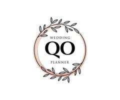 qo initialen brief bruiloft monogram logos verzameling, hand- getrokken modern minimalistisch en bloemen Sjablonen voor uitnodiging kaarten, opslaan de datum, elegant identiteit voor restaurant, boetiek, cafe in vector