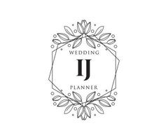 ij initialen brief bruiloft monogram logos verzameling, hand- getrokken modern minimalistisch en bloemen Sjablonen voor uitnodiging kaarten, opslaan de datum, elegant identiteit voor restaurant, boetiek, cafe in vector