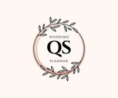 qs initialen brief bruiloft monogram logos verzameling, hand- getrokken modern minimalistisch en bloemen Sjablonen voor uitnodiging kaarten, opslaan de datum, elegant identiteit voor restaurant, boetiek, cafe in vector