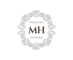 mh initialen brief bruiloft monogram logos verzameling, hand- getrokken modern minimalistisch en bloemen Sjablonen voor uitnodiging kaarten, opslaan de datum, elegant identiteit voor restaurant, boetiek, cafe in vector