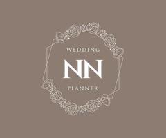 nn initialen brief bruiloft monogram logos verzameling, hand- getrokken modern minimalistisch en bloemen Sjablonen voor uitnodiging kaarten, opslaan de datum, elegant identiteit voor restaurant, boetiek, cafe in vector