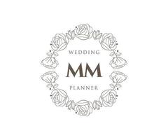 mm initialen brief bruiloft monogram logos verzameling, hand- getrokken modern minimalistisch en bloemen Sjablonen voor uitnodiging kaarten, opslaan de datum, elegant identiteit voor restaurant, boetiek, cafe in vector