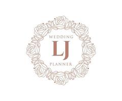 lj initialen brief bruiloft monogram logos verzameling, hand- getrokken modern minimalistisch en bloemen Sjablonen voor uitnodiging kaarten, opslaan de datum, elegant identiteit voor restaurant, boetiek, cafe in vector