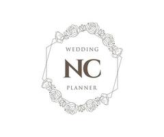 nc initialen brief bruiloft monogram logos verzameling, hand- getrokken modern minimalistisch en bloemen Sjablonen voor uitnodiging kaarten, opslaan de datum, elegant identiteit voor restaurant, boetiek, cafe in vector