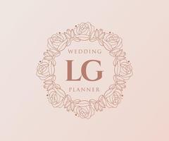 lg initialen brief bruiloft monogram logos verzameling, hand- getrokken modern minimalistisch en bloemen Sjablonen voor uitnodiging kaarten, opslaan de datum, elegant identiteit voor restaurant, boetiek, cafe in vector