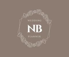 nb initialen brief bruiloft monogram logos verzameling, hand- getrokken modern minimalistisch en bloemen Sjablonen voor uitnodiging kaarten, opslaan de datum, elegant identiteit voor restaurant, boetiek, cafe in vector