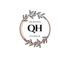 qh initialen brief bruiloft monogram logos verzameling, hand- getrokken modern minimalistisch en bloemen Sjablonen voor uitnodiging kaarten, opslaan de datum, elegant identiteit voor restaurant, boetiek, cafe in vector