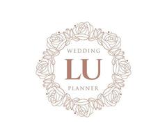 lu initialen brief bruiloft monogram logos verzameling, hand- getrokken modern minimalistisch en bloemen Sjablonen voor uitnodiging kaarten, opslaan de datum, elegant identiteit voor restaurant, boetiek, cafe in vector