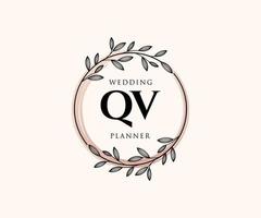 qv initialen brief bruiloft monogram logos verzameling, hand- getrokken modern minimalistisch en bloemen Sjablonen voor uitnodiging kaarten, opslaan de datum, elegant identiteit voor restaurant, boetiek, cafe in vector