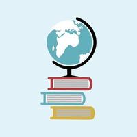 stack van boeken met wereld wereldbol in vector Adobe illustrator artwork