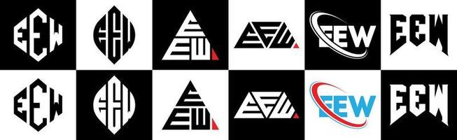 eew brief logo ontwerp in zes stijl. eew veelhoek, cirkel, driehoek, zeshoek, vlak en gemakkelijk stijl met zwart en wit kleur variatie brief logo reeks in een tekengebied. eew minimalistische en klassiek logo vector