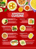 Armeens keuken menu traditioneel voedsel gerechten maaltijd vector