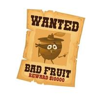 western gezocht poster met fruit rover, wild west vector