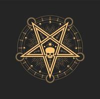 esoterisch en occult pentagram met schedel vector