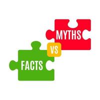 mythen vs feiten icoon, waarheid en false decoupeerzaag puzzel vector