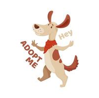 adopteren me icoon, hond huisdier adoptie en dier onderdak vector