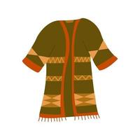 warm knus groen boho jas. hand- getrokken vector