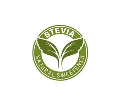 stevia zoetstof bladeren ronde icoon of etiket vector