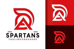 brief een spartaans helm logo ontwerp vector illustratie sjabloon