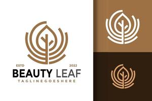 natuur schoonheid blad met laten vallen logo ontwerp vector illustratie sjabloon