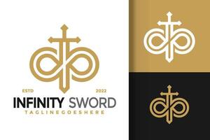 oneindigheid zwaard logo ontwerp vector illustratie sjabloon