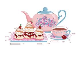 Set Tea Cups en Scone Vectors