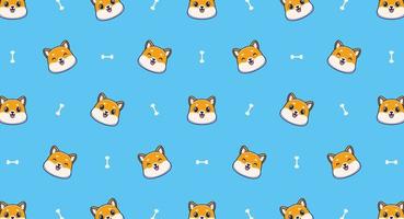 schattig shiba inu hond cartoon naadloze patroon, vectorillustratie vector