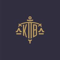 monogram kb logo voor wettelijk firma met meetkundig schaal en zwaard stijl vector