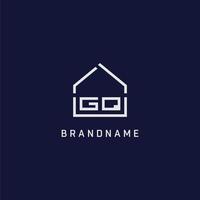 eerste brief gq dak echt landgoed logo ontwerp ideeën vector