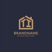 eerste brief ti logo met gemakkelijk minimalistische huis vorm icoon ontwerp vector