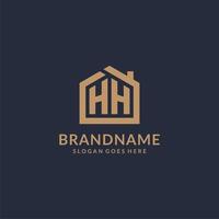 eerste brief hh logo met gemakkelijk minimalistische huis vorm icoon ontwerp vector